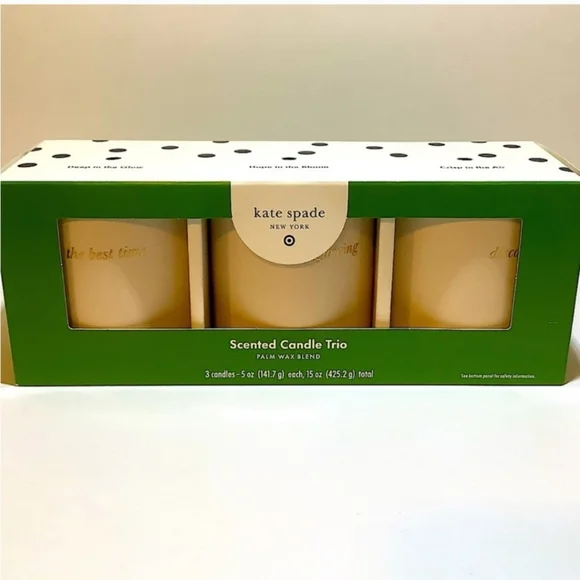 Kate Spade X Target 3ct Sented Ceramic Jar Candle Set Cream/Green/ Pink/Blue - Picture 7 of 8